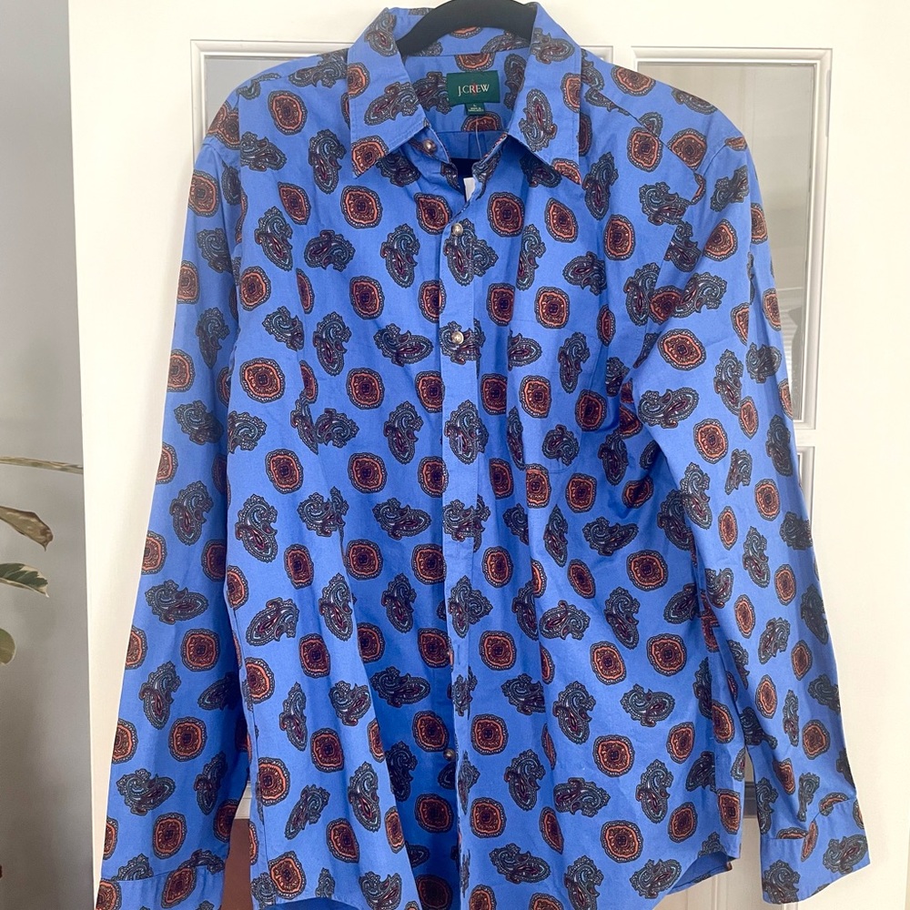 J. Crew Classic Fir Mid-weight Twill Paisley Shirt